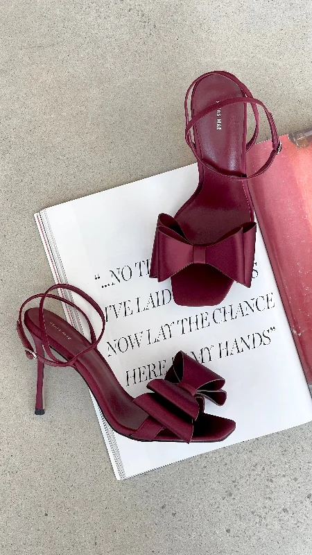 Gabby Heel - Burgundy SatinAffordable Satin Heels with a Luxe Touch