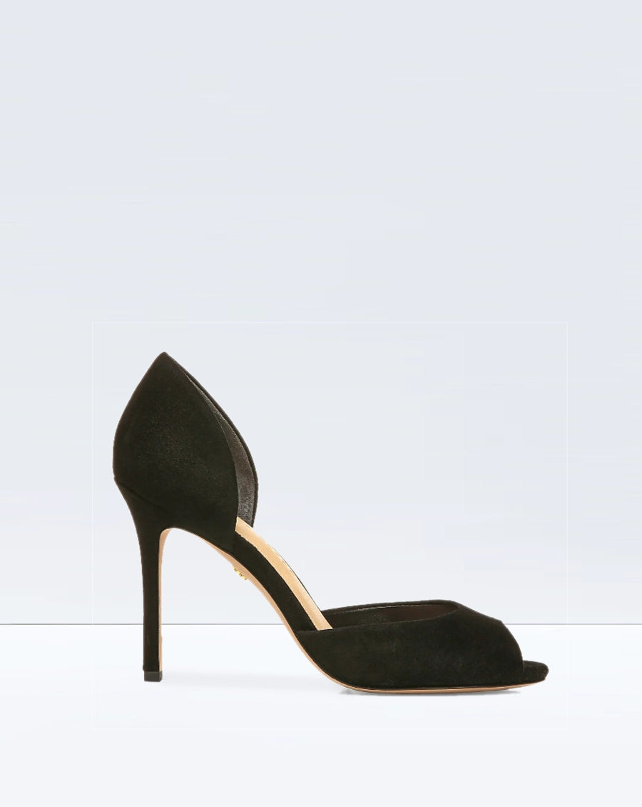 Trendy Peep Toe Platform Heels Crafted from Genuine Leather--Gadot Peep Toe Pump - Black