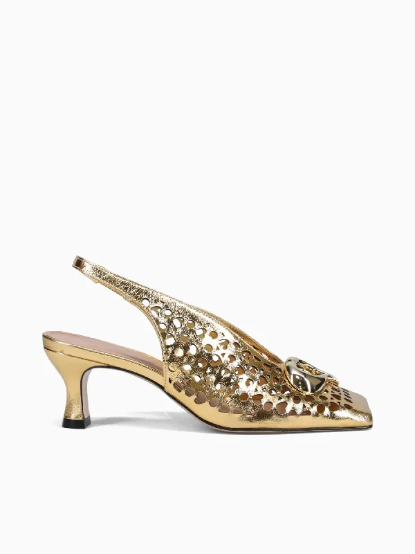 Stiletto Heel Pumps with Perfect Fit--Cinzia Ouro Metal Bala-Fashionable & Classic