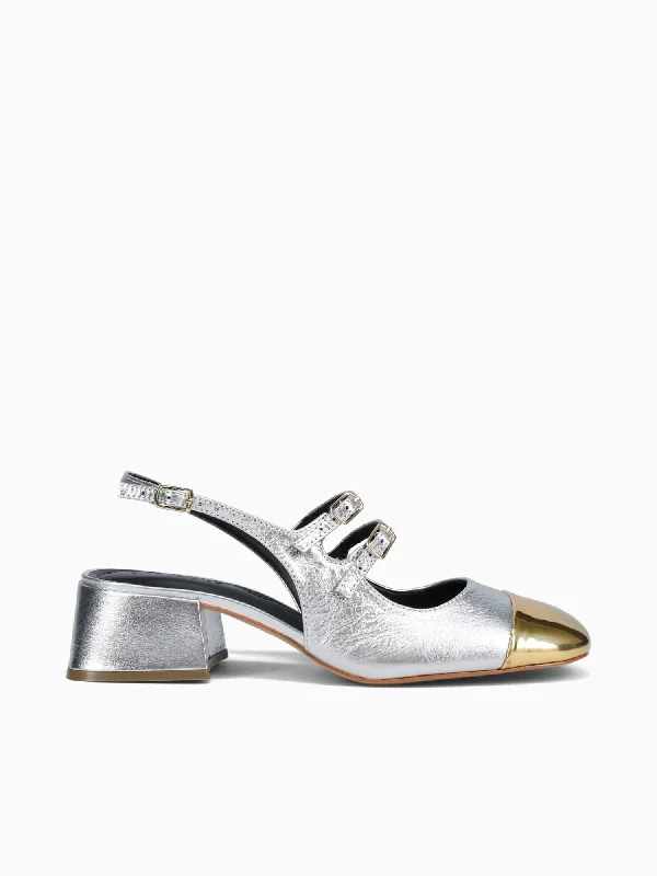 Stiletto Heel Pumps with Perfect Fit--Farah Silver Cristal Couro-Fashionable & Classic