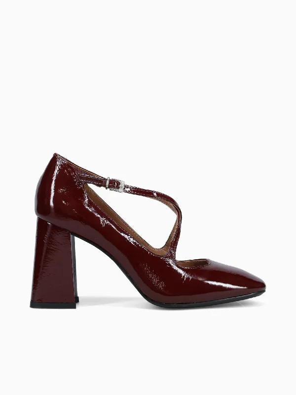 Stiletto Heel Pumps with Perfect Fit--Jael Dark Red Verniz Show-Fashionable & Classic