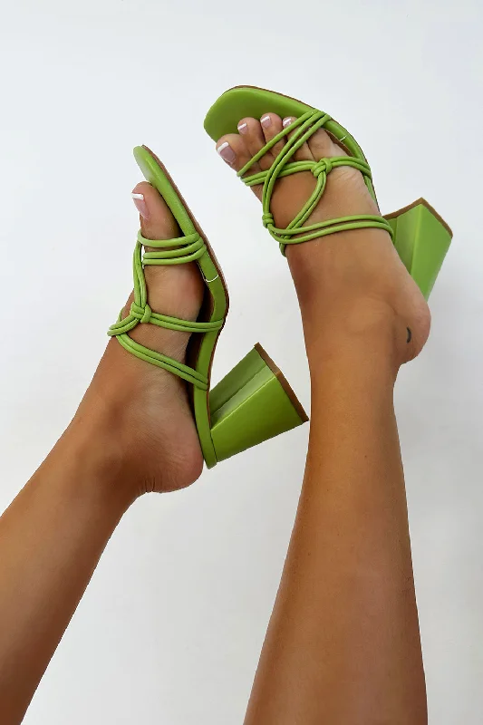 Trendy Chunky Heel Pumps for Casual Wear--Galia Block Heels - Green