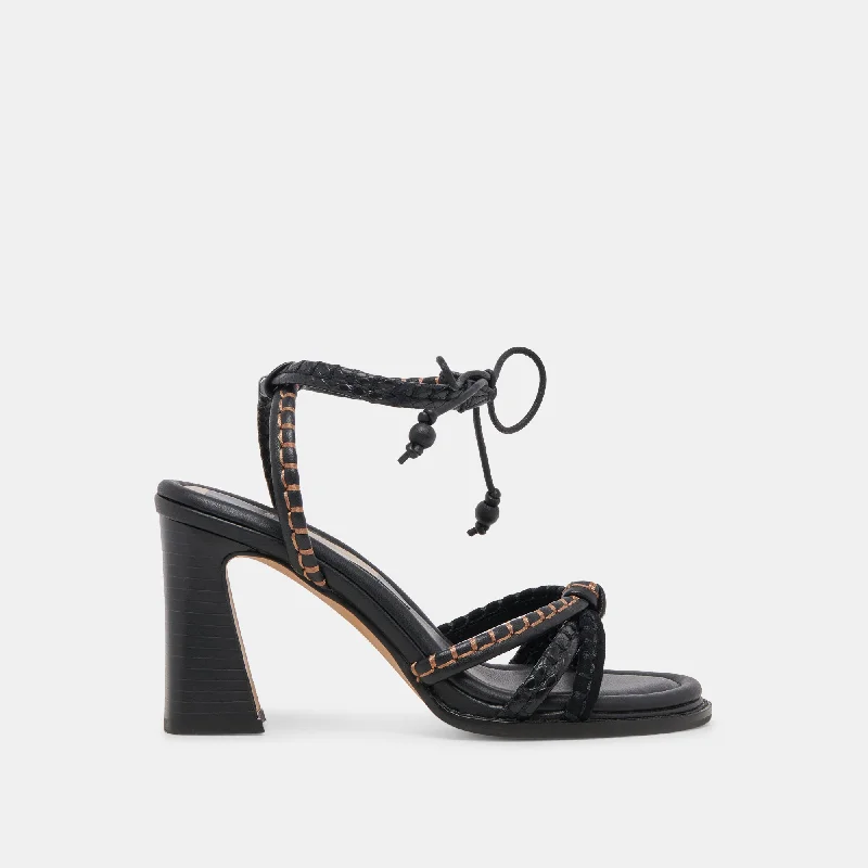 GAZELE HEELS BLACK MULTI LEATHER---Comfortable Leather Pumps for Office and Everyday Wear