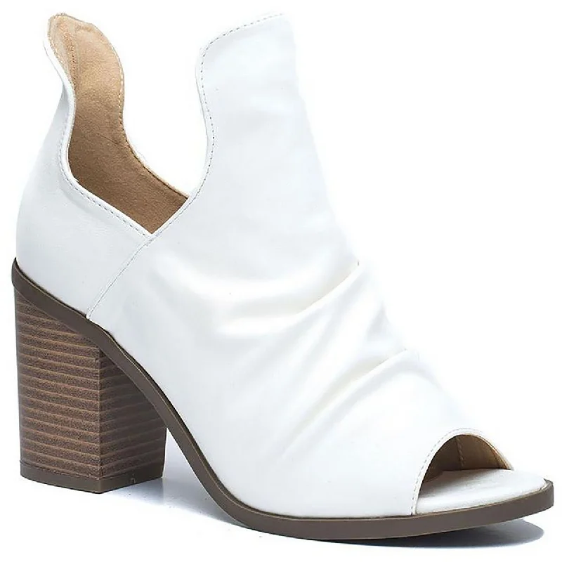 Trendy Peep Toe Platform Heels Crafted from Genuine Leather--GC Shoes Womens Susana Slip On Peep Toe Block Heels