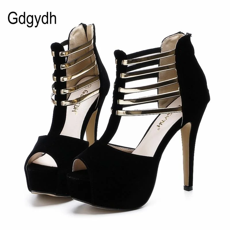 Stylish Open Toe Heels for Summer--Summer fashion high-heeled shoes women metal decoration thin heels open toe high heels Shoes Pumps Red