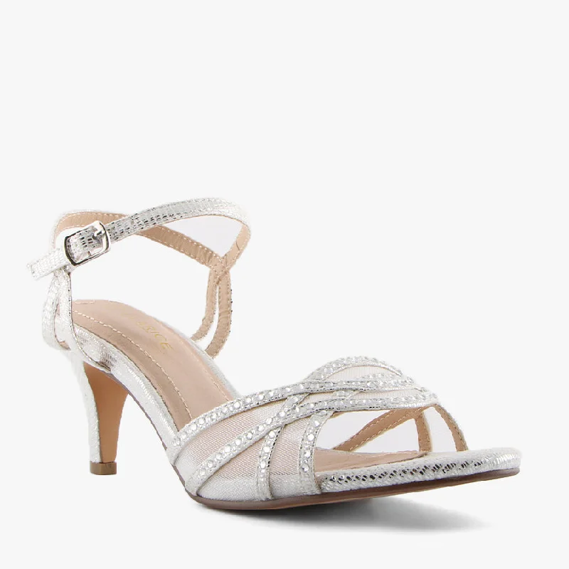 Versatile Heeled Sandals for Any Occasion---GEICO SILVER LIZARD