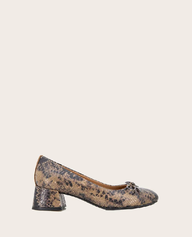 GENTLE SOULS - Lancine Snakeskin Leather Bow Heel---Charming Bow Pumps for a Cute and Stylish Look