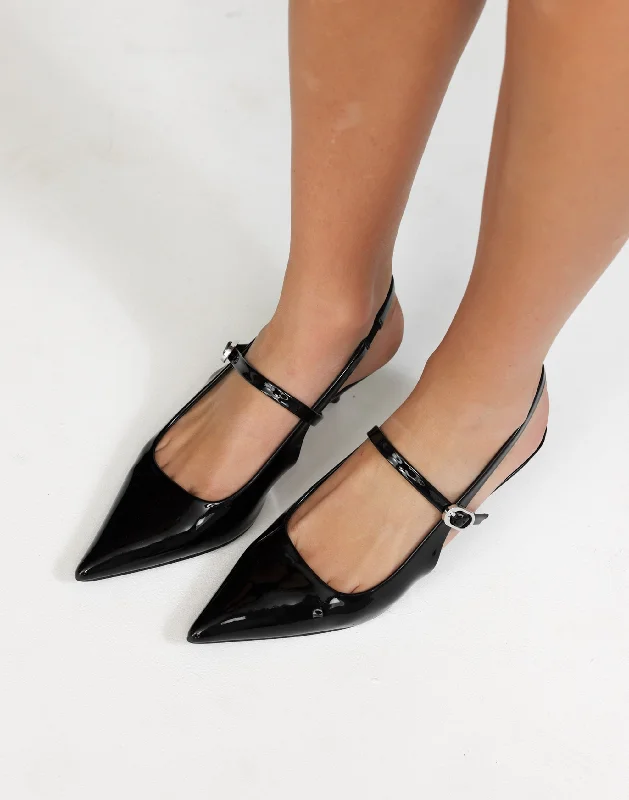 Stiletto Heel Pumps with Perfect Fit--Gerta Heels (Black Patent) - By Billini-Fashionable & Classic