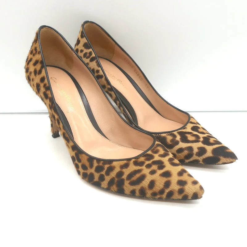 Stiletto Heel Pumps with Perfect Fit--Gianvito Rossi 85 Leopard Print Calf Hair Pumps Size 39 Pointed Toe Heels-Fashionable & Classic