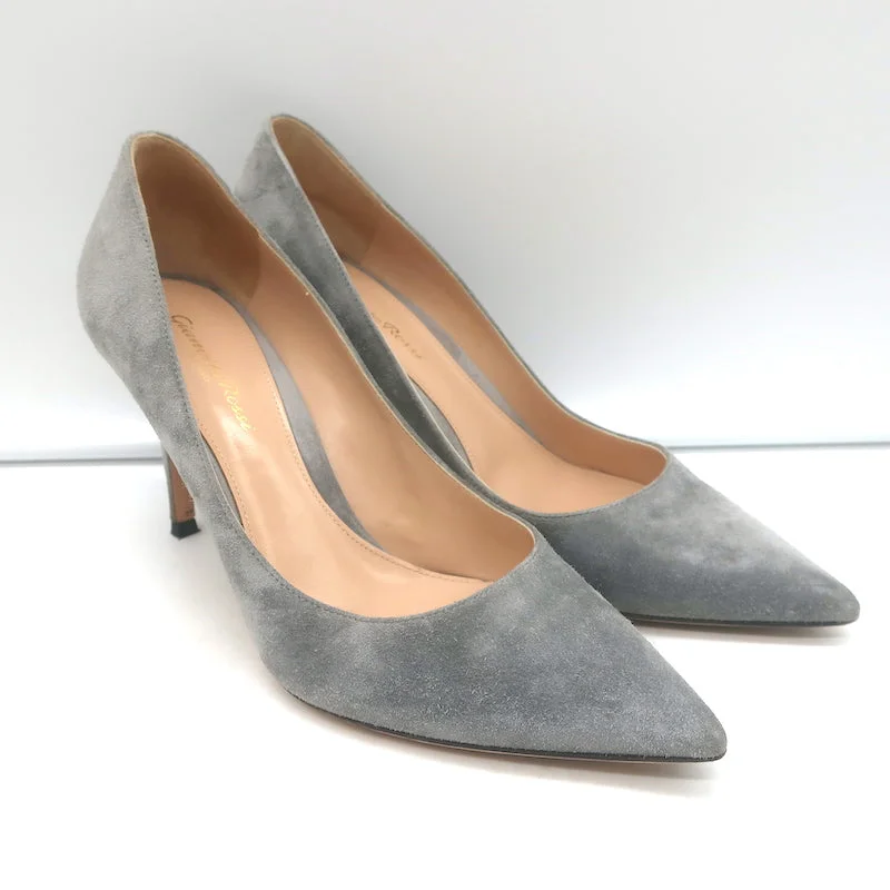 Affordable Suede Ankle Pumps for All-Day Wear--Gianvito Rossi Gianvito 85 Pumps Gray Suede Size 39.5 Pointed Toe Heels