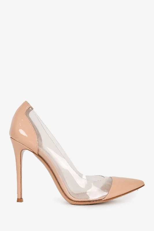 Gianvitto Rossi Nude PVC Heels Size 37---Fashionable Kitten Heels for Date Night