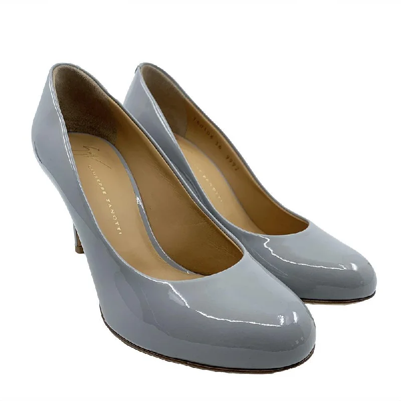 Giuseppe Zanotti Women's Leather Round Toe Pump Grey---Comfortable Leather Pumps for Office and Everyday Wear