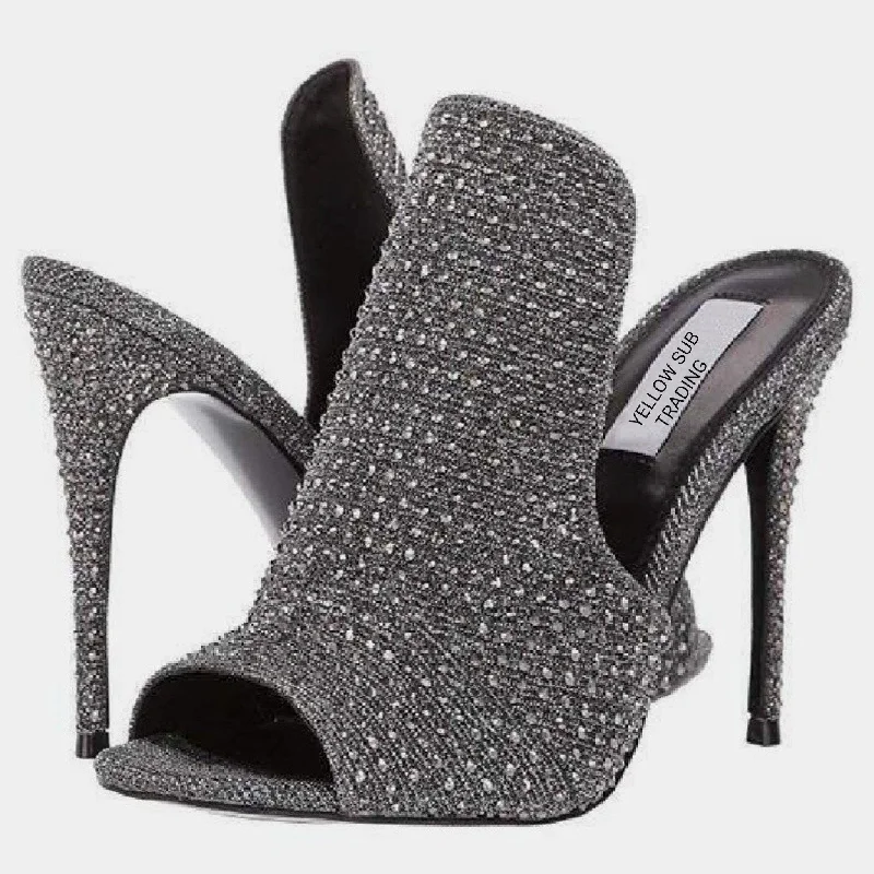 Glitter Open Toe Heels---Trendy Glitter Heels for a Glamorous Look