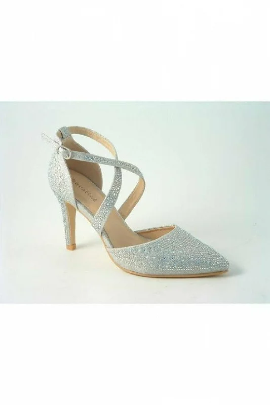 Stiletto Heel Pumps with Perfect Fit--Glitz Shoes Clora Sabatine Diamante Strapped Court Shoe-Fashionable & Classic