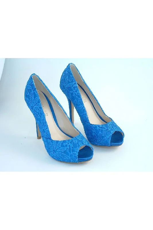 Trendy Peep Toe Platform Heels Crafted from Genuine Leather--Glitz Shoes Glamour N Glitz Lace Satin Peep Toe Court Shoe