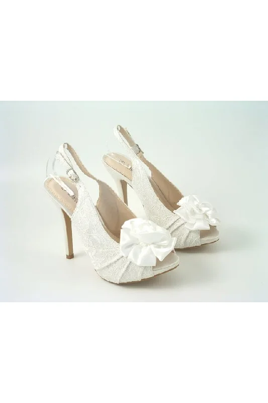 Trendy Peep Toe Platform Heels Crafted from Genuine Leather--Glitz Shoes Kesha Ivory Lace Peep Toe Court Shoe