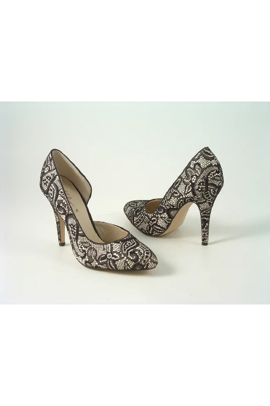 Glitz Shoes Lace/satin Open Waist High Heel Court ShoeAffordable Satin Heels with a Luxe Touch