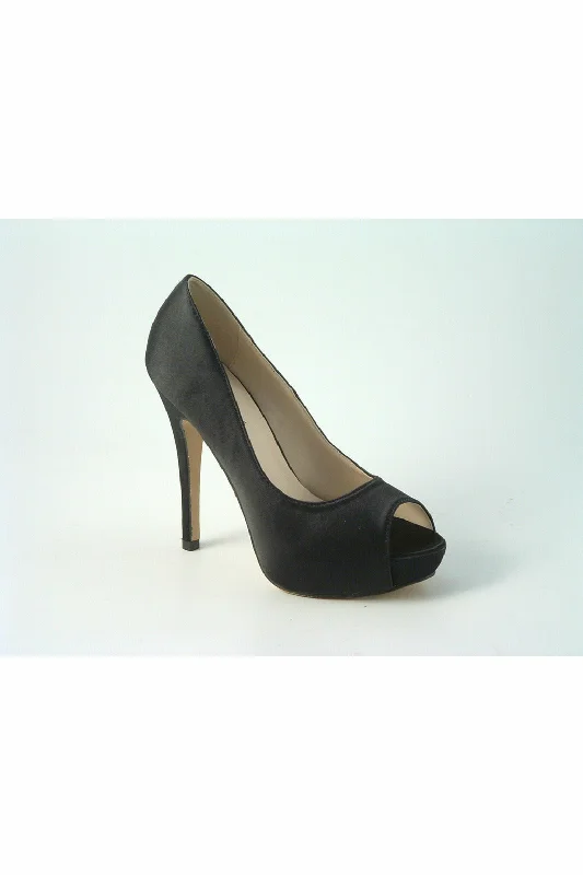 Glitz Shoes Sabatine Satin Platform Heels With Peep ToeAffordable Satin Heels with a Luxe Touch