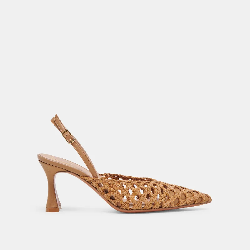 Stiletto Heel Pumps with Perfect Fit--GLORIA HEELS NATURAL WOVEN-Fashionable & Classic