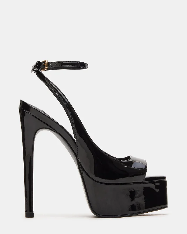 Versatile Heeled Sandals for Any Occasion---GLOSS BLACK PATENT