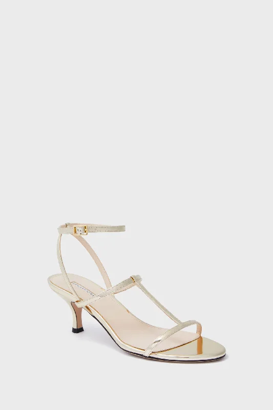 Sleek and Shiny Patent Pump Heels for a Polished Look--Gold Novie Metallic Patent Kitten Heels