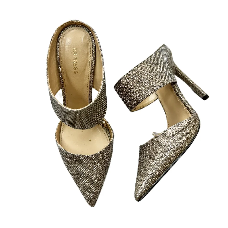 Stiletto Heel Pumps with Perfect Fit--Gold Shoes Heels Stiletto By Express, Size: 6-Fashionable & Classic