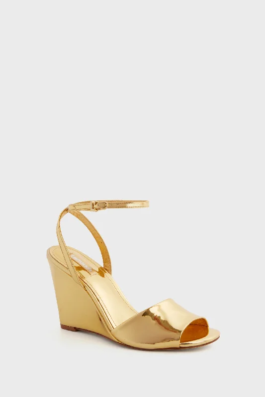 Stiletto Heel Pumps with Perfect Fit--Gold Specchio Yves Wedges-Fashionable & Classic