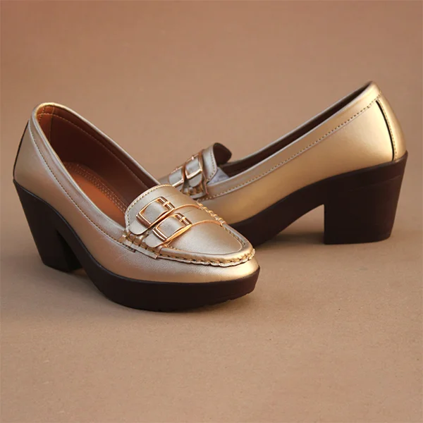 Versatile Dress Heels for Formal and Casual Wear---Golden Stylish Heel Pumps for Women