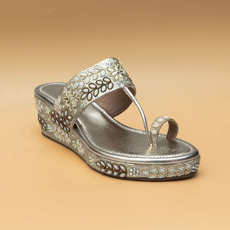 Versatile Heeled Sandals for Any Occasion---Gota Patti Kolhapuris - Gold