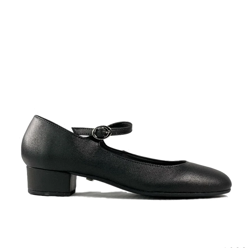 'Gracie' Mary-Jane vegan leather Low-Heels by Zette Shoes - Black---Comfortable Leather Pumps for Office and Everyday Wear