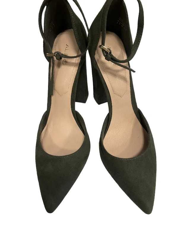 Green Shoes Heels Block Aldo, Size 9---Fashionable Kitten Heels for Date Night