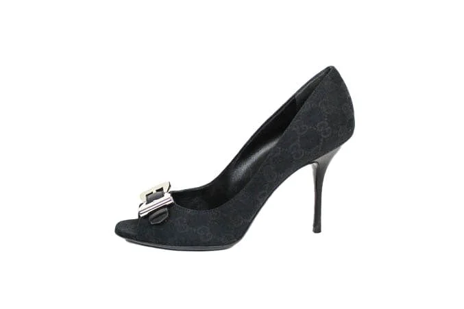 Stiletto Heel Pumps with Perfect Fit--Gucci Monogram Peep-Toe Heels-Fashionable & Classic