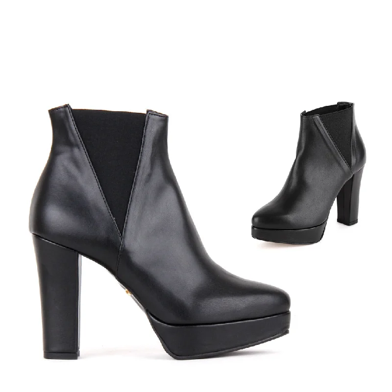 INGA - black leather---Comfortable Leather Pumps for Office and Everyday Wear