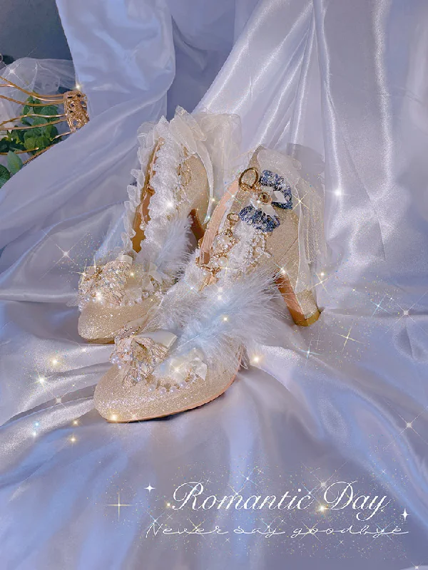 Versatile Heeled Sandals for Any Occasion---Hexagram~Handmade Fairy Round Toe Wedding Lolita Shoes