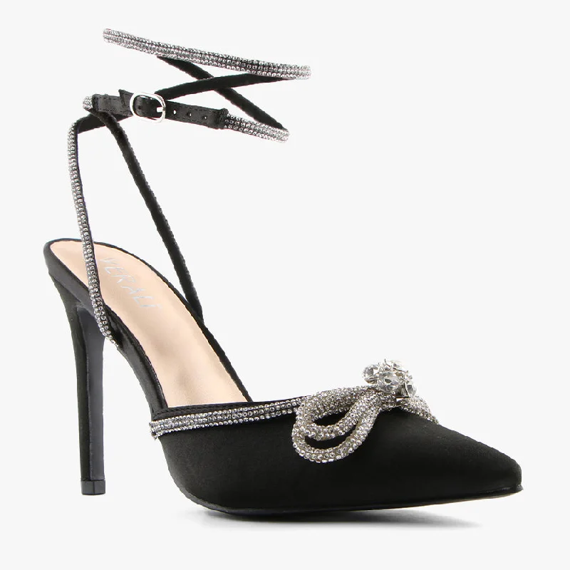 HARLEY BLACK SATINAffordable Satin Heels with a Luxe Touch