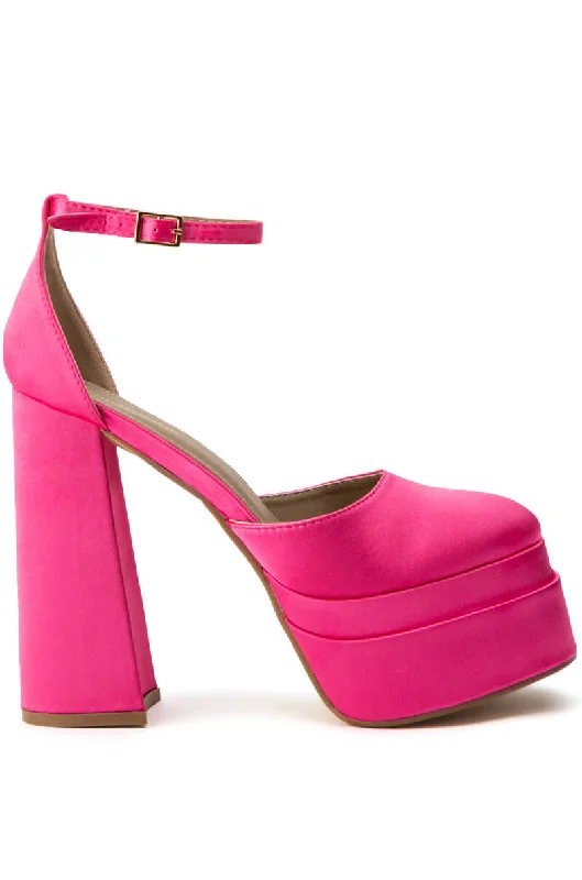 Versatile Dress Heels for Formal and Casual Wear---HARPER CHUNKY PUMP IN FUCHSIA