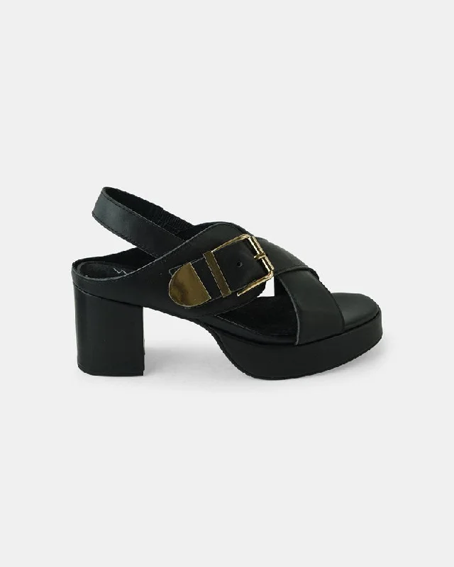 Hart Leather Heel - Black---Comfortable Leather Pumps for Office and Everyday Wear