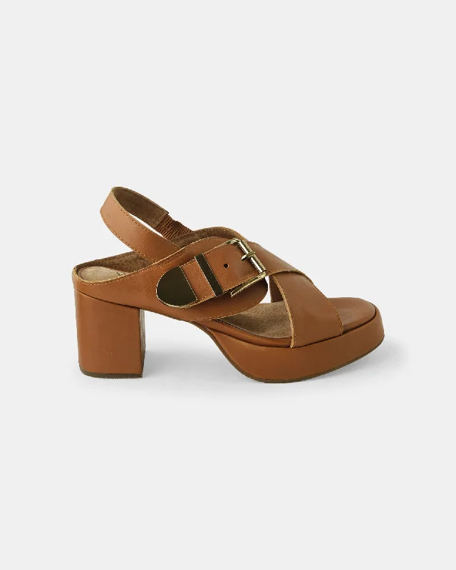 Hart Leather Heel - Tan---Comfortable Leather Pumps for Office and Everyday Wear