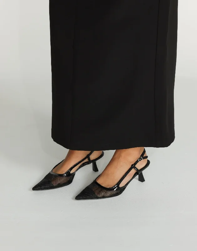 Stiletto Heel Pumps with Perfect Fit--Hawley Heels (Black Mesh) - By Billini-Fashionable & Classic