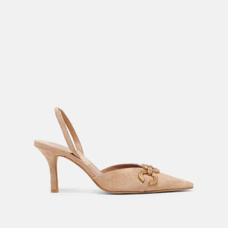 Affordable Suede Ankle Pumps for All-Day Wear--HAYLEE HEELS CAMEL SUEDE