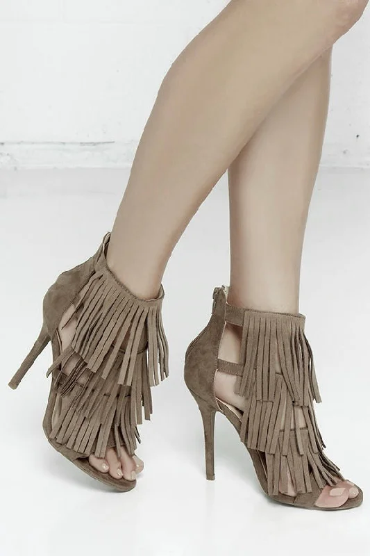 Strappy layered fringe heels---Affordable Strappy Platform Heels with Premium Quality