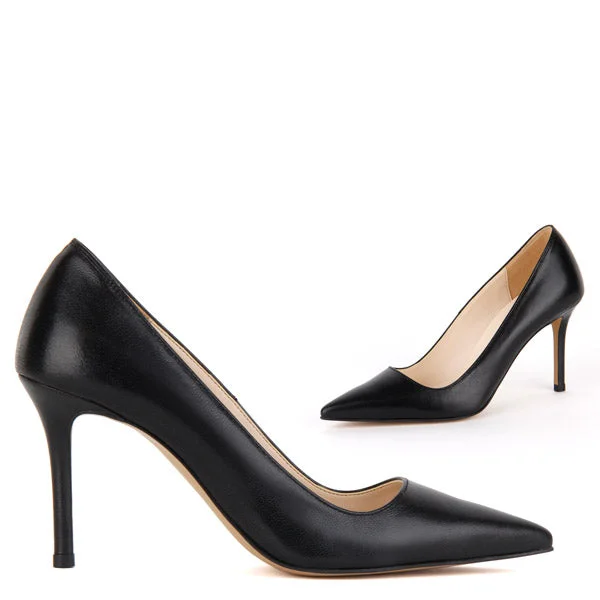 HEMERY - black leather---Comfortable Leather Pumps for Office and Everyday Wear