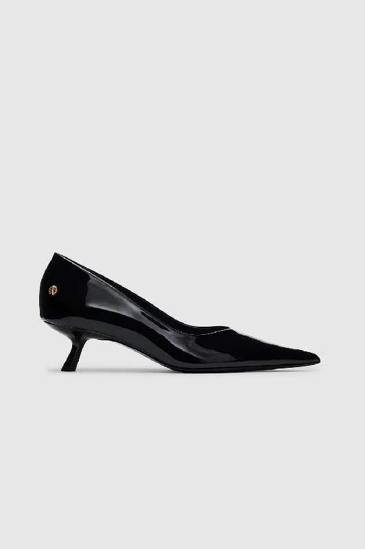 Stiletto Heel Pumps with Perfect Fit--Hilda Pumps - Black Patent-Fashionable & Classic