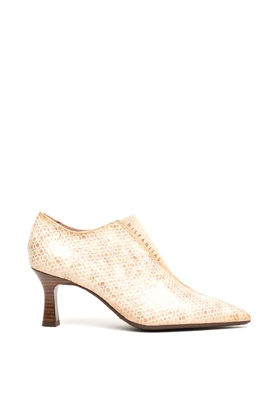 Stiletto Heel Pumps with Perfect Fit--Hispanitas Printed Pointed Toe Heeled Shoes, Cream-Fashionable & Classic