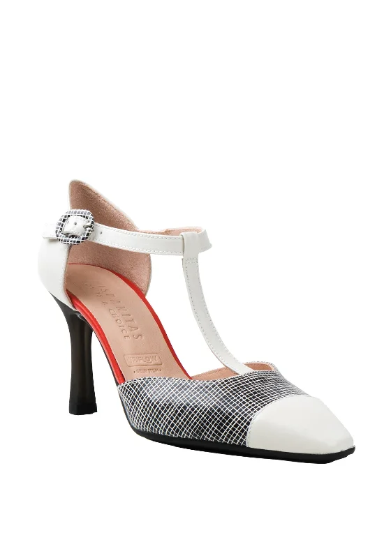 Trendy Chunky Heel Pumps for Casual Wear--Hispanitas High T-Bar Heels, Monochrome