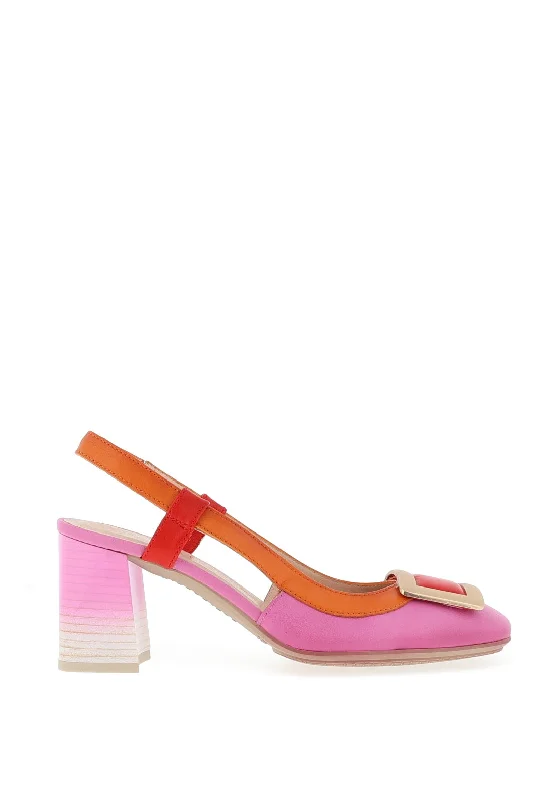 Versatile Heeled Sandals for Any Occasion---Hispanitas Womens Colour Block Heeled Shoe, Papaya