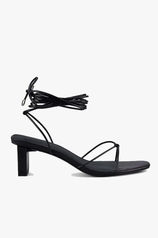 Stylish Ankle Strap Heels for Women--Honey Black Ankle Strap Mid Heel