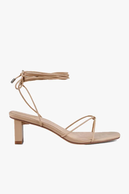 Stylish Ankle Strap Heels for Women--Honey Neutral Ankle Strap Mid Heel