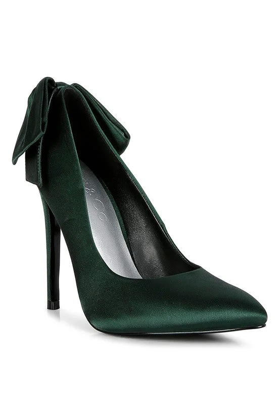 HORNET - Green Satin Stiletto Shoes For womenAffordable Satin Heels with a Luxe Touch