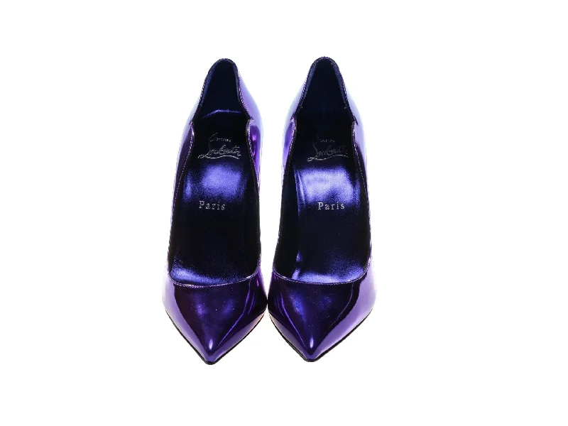 Sleek and Shiny Patent Pump Heels for a Polished Look--Hot Chick 100 Purple Mirrored Patent Leather High Heel Pumps